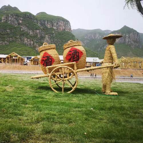 稻草工艺品绿雕仿真草动物园林摆件景观大型草雕工艺品植物绿雕