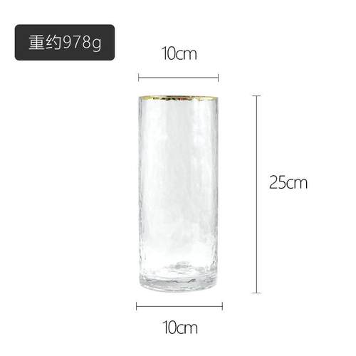 玻璃远花瓶中古视插花高级感轻奢创意直筒透明玻璃花瓶批发