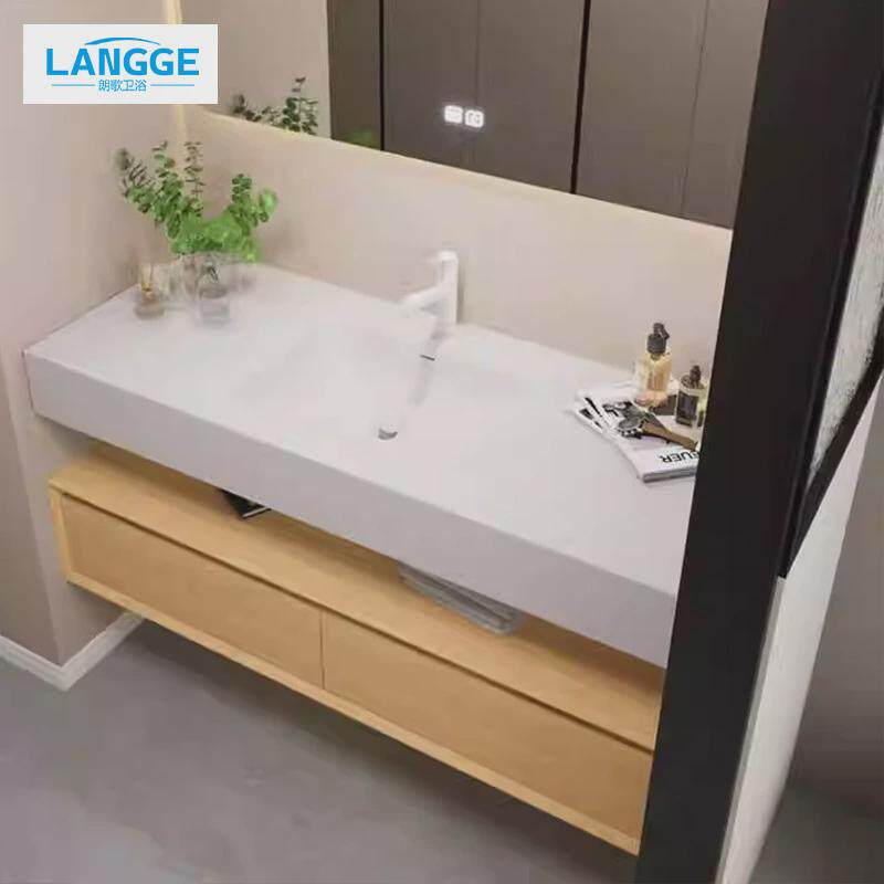 原木风可丽耐一体盆分体橡木浴室柜组合卫生间洗脸手盆洗漱台