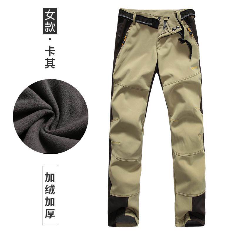 秋冬款软壳裤男女款加厚加绒防水保暖抓绒裤冲锋裤防风大码登山裤