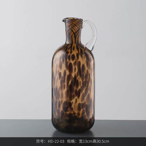 大秀家居中古创意豹纹水培玻璃花瓶复古高级家居软装饰品花器