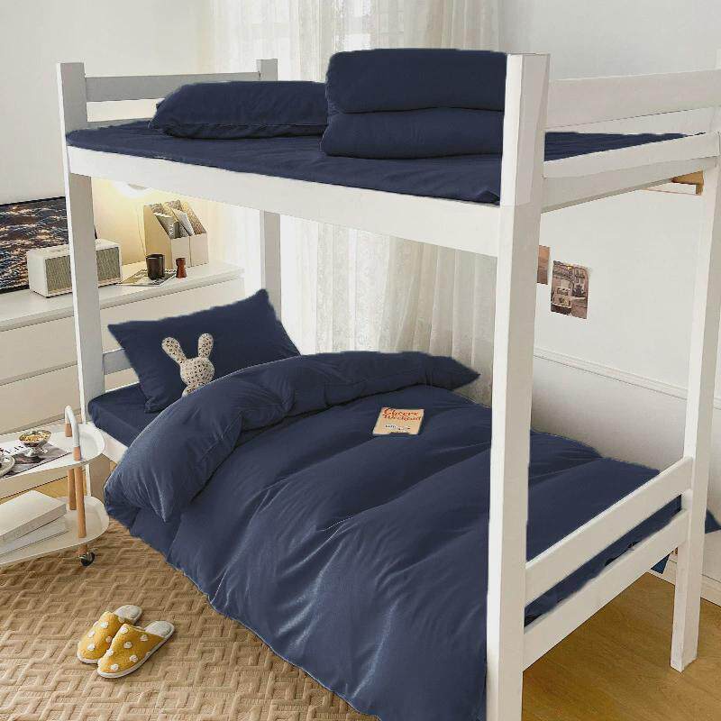 一整套上下铺学生宿舍六件套单人床上用品纯色被套磨毛三件套秋冬