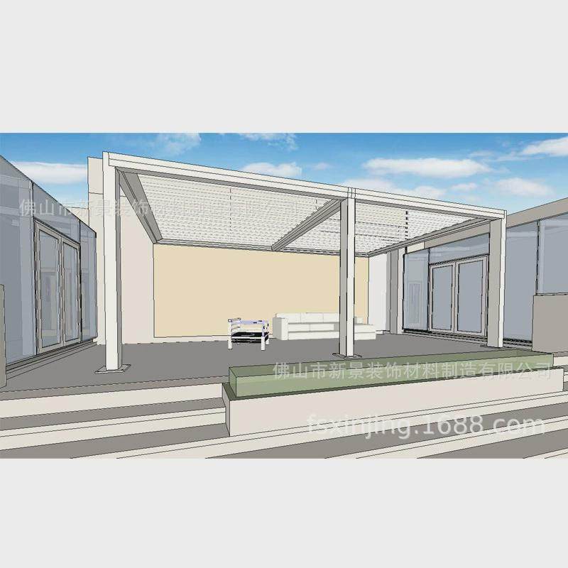 户外智能铝合金百叶窗沙滩阳台电动遮阳棚架遮阳遥控凉亭百叶定制