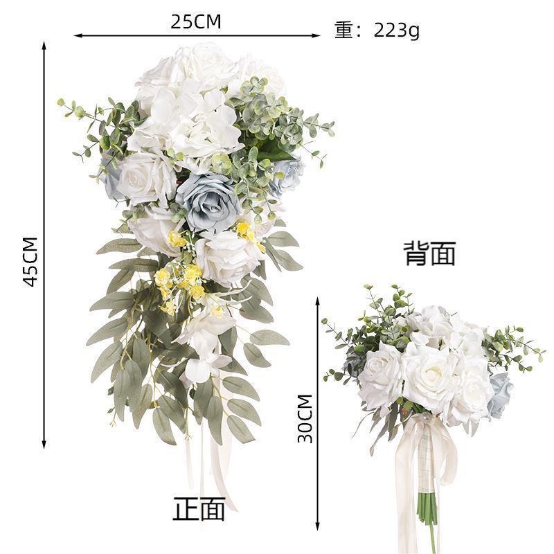 宝田园婚品森系水滴手捧花高级感婚礼瀑布手捧花欣风格大号花束