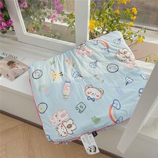 软软der~针织云柔被子小清新卡通印花亲肤柔软裸睡夏被空调房薄被