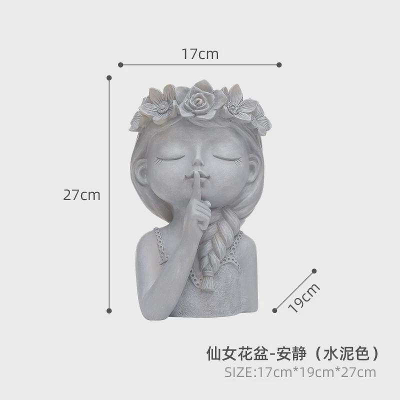 欧式家居装饰仙女女孩大号树脂批发客厅桌面景观盆栽花器花盆创意