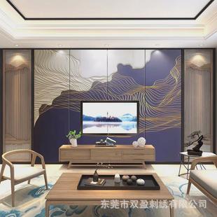 电视背景墙轻奢 硬包床头背景墙现代简约沙发背景墙硬包卧室新中式
