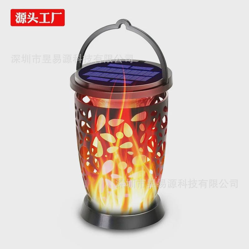 太阳能花瓣状挂插灯火焰景观灯花园氛围装饰灯96led仿真庭院跳动