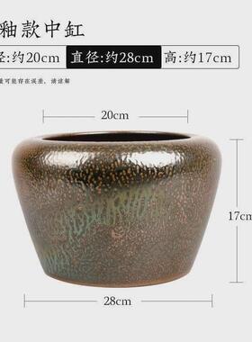 新中式复古仿柴烧挂釉中式插花陶瓷器皿大花瓶客厅插花花器摆件