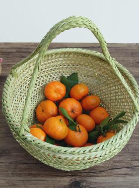 GZ6M手工竹编竹篮子手提篮小竹篮水果菜篮鸡蛋篮厨房收纳筐家用圆