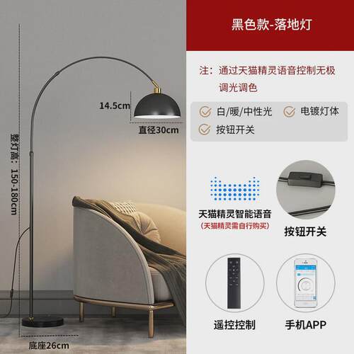 钓鱼灯落地灯高级感客厅沙发旁卧室北欧书房创意现代简约台灯落地