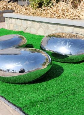 现代不锈钢镜面石头假山雕塑景观厂家地大艺术创意商场落抽象摆件