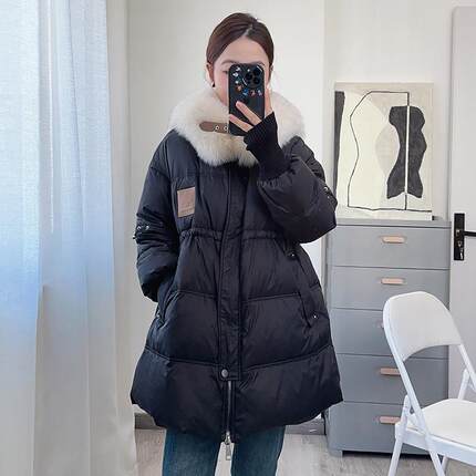 羽绒服冬季女中长款2023年新款时尚加厚宽松百搭大毛领设计感