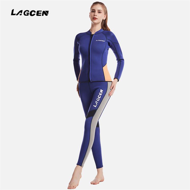 2.5mmlc女款冲浪湿衣分体长袖浮潜深潜保暖潜水服套装防晒防寒