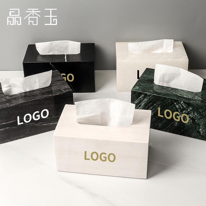 大理石烟灰缸纸巾盒轻奢家用客厅办公室定制欧式样板间摆件售楼处