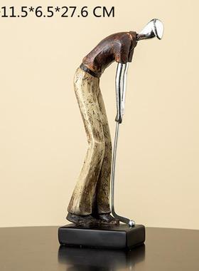 创意客厅电视柜办公室酒店软装高尔夫人物树脂摆件礼品工艺品装饰