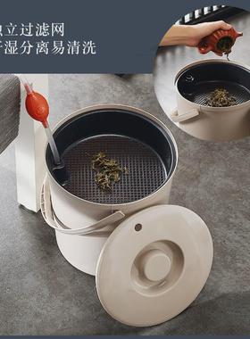 热销圆形塑料手提茶水桶带盖茶渣过滤桶滤茶桶带茶道层废水排水垃