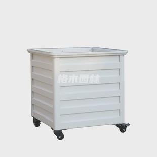 移动组合铝合金花箱景观隔断小区公园商业街仿木带铝花池纹万向轮