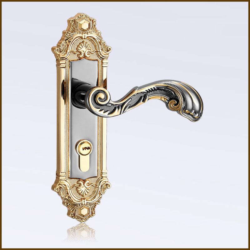 锌合金钛黑金门锁室内卧室房门锁中式简约门把手单锁具舌锁配套