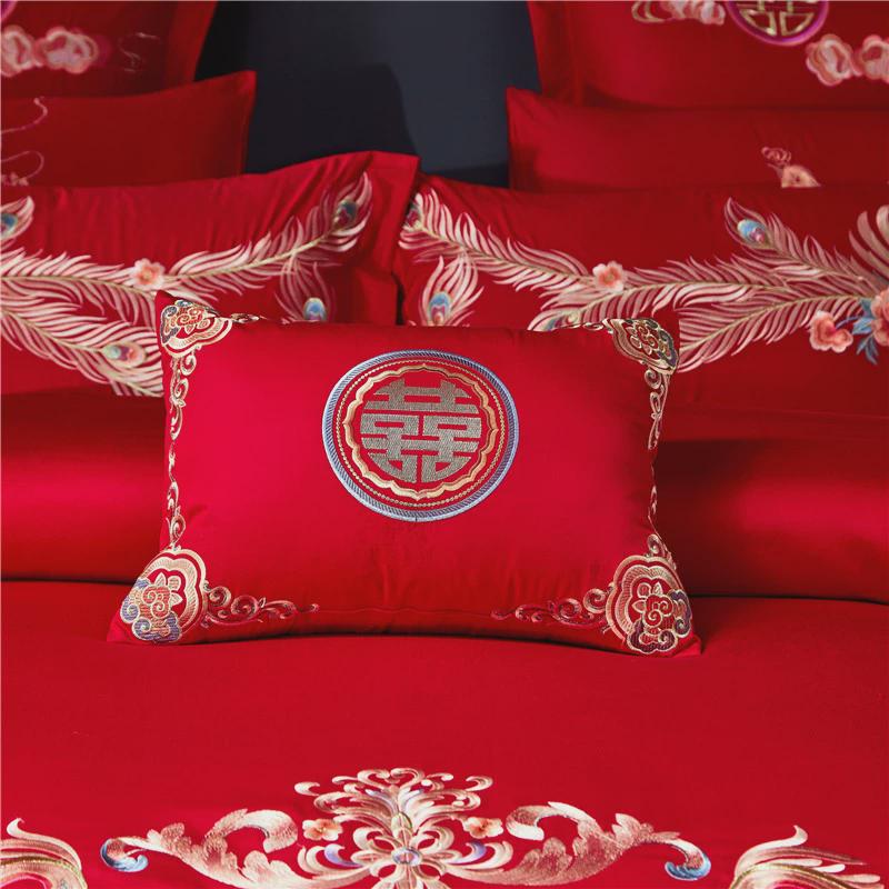 z655婚庆小抱枕结婚喜庆嫁枕子孙枕赔贵妃靠垫枕含芯刺绣床上用品