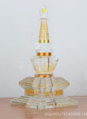 舍利塔菩提塔水晶舍利塔菩提塔工艺金色佛塔铜扣螺旋接口密封佛具