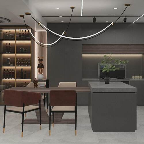 餐厅客厅线条灯样板间现代简约酒店前台吧台设计师款展厅led吊灯