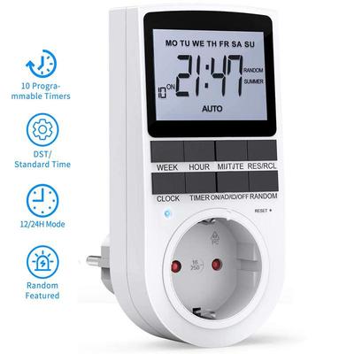 定时插座德式欧规大屏幕定时器厨房定时开关插座电子计时器