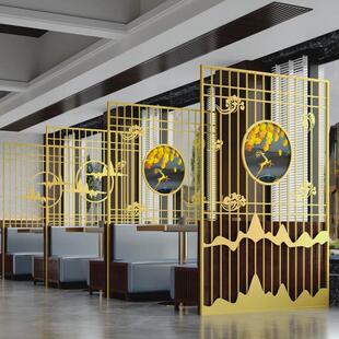 商业现代简约入户玄关轻奢可装 j^镂空订铁艺屏风不锈钢隔断新中式