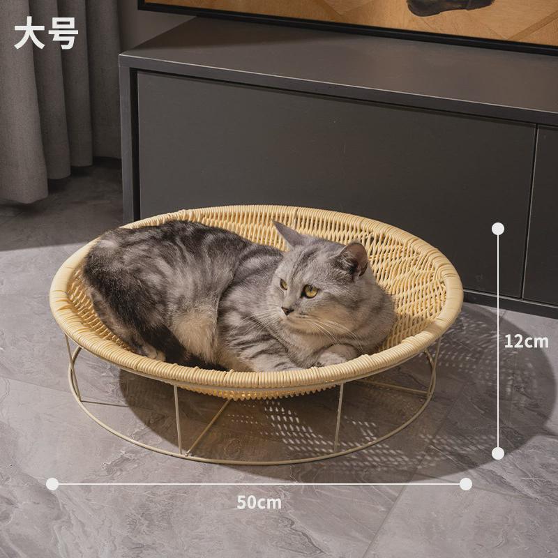 猫窝四季通用猫咪夏季凉窝躺椅舒适透气可水洗猫床手工编织仿藤窝