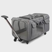 新款 可折叠宠物拉杆箱可拆卸万向轮透气猫包外出便携大容量宠物包