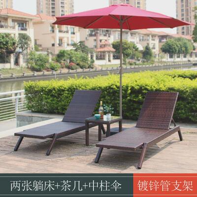 户外躺椅泳池沙滩躺床防水防晒室外别墅庭院花园阳台民宿藤编藤椅