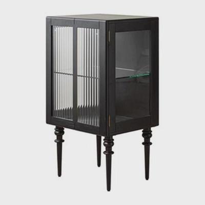 中古法美式复古实木餐边柜子客厅沙发双门斗柜玻璃酒柜收纳柜家用
