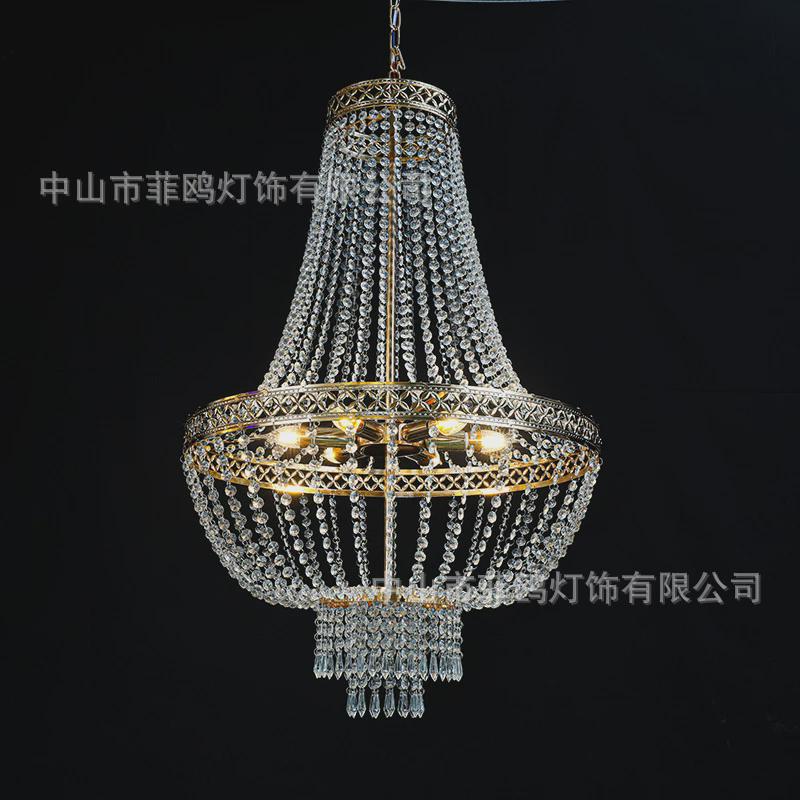 新款直供厂家婚庆水晶珠帘吊灯金色装饰道具铁艺婚礼灯具欧式吊灯