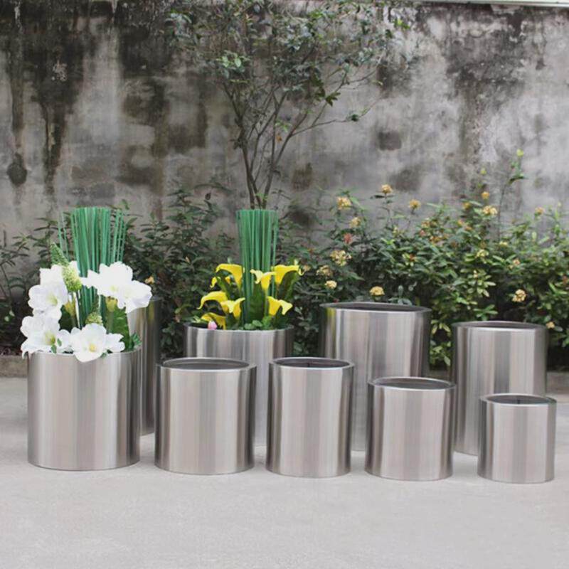 不锈钢花盆成品金属花器景观花树池户外花箱拉丝金属种植箱钵定制