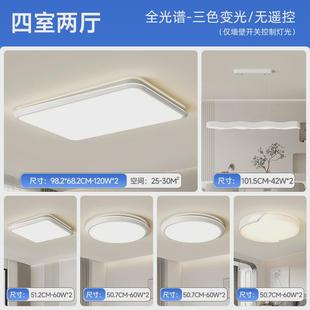 中古风客厅吸顶灯现代简约胡桃灯具护眼卧室灯全屋套餐组合木色