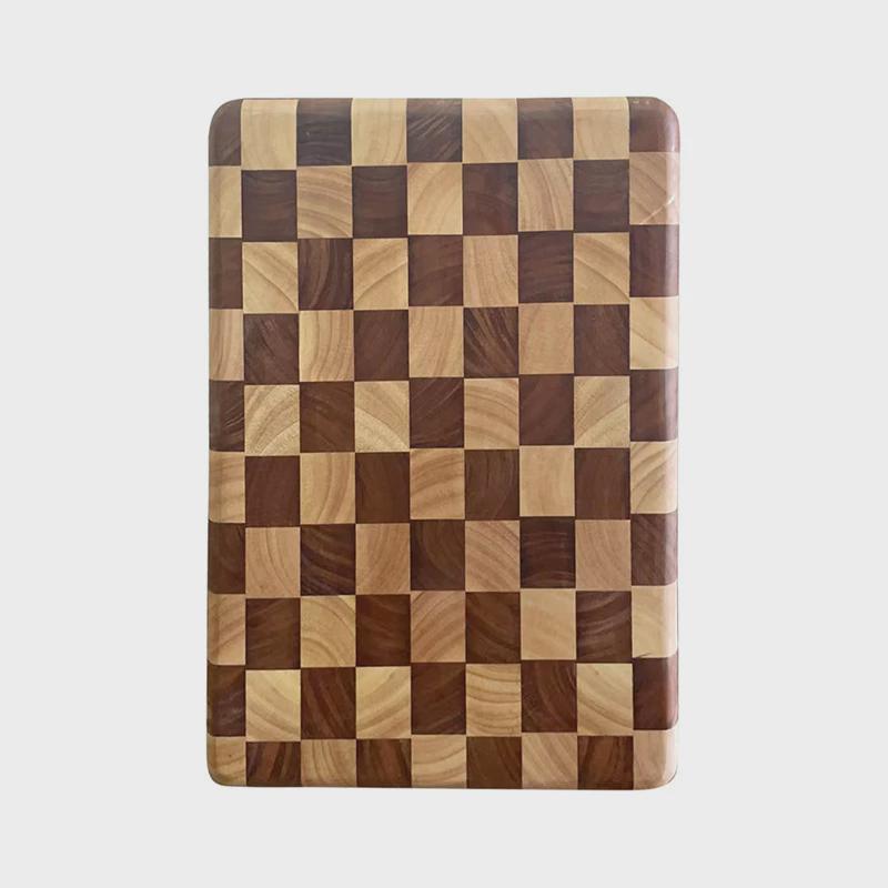 棋盘格实木双面橡胶木砧板长方形案板拼接菜板加厚家用实木切菜板