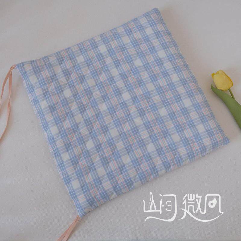 绿色可拆洗记忆棉坐垫乳胶椅子飘窗ins韩式少女格子系带方形新品