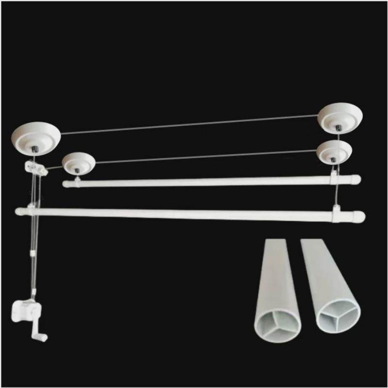 2n黑白单圆手摇阳台升降晾衣架晒衣被加筋加厚窗帘双杆杆北京包安,家装主材,智能晾衣架,淘宝优惠券,粉丝福利购,淘宝优惠卷