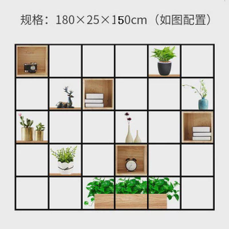 美式落地铁艺展示架架子玄关实木书架置物架现代简约屏风隔断客厅