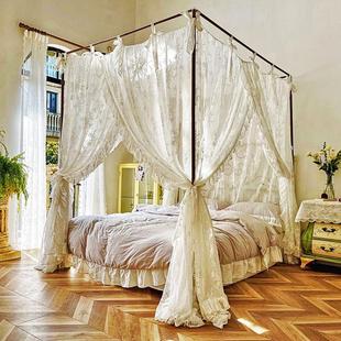 新款 落地宫廷床幔三开门公主风防尘1.8m2米床加高床帘蚊帐ins 法式