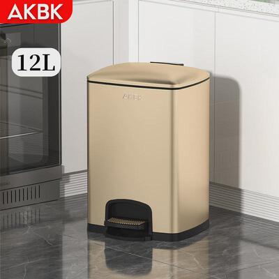 轻奢不锈钢垃圾桶家用厨房大号客厅akbk厨余商用办公室脚踩带盖桶
