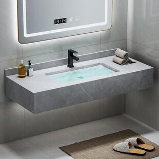 fc定制岩洗脸池一体台盆浴室柜组合板壁挂式洗手台大理石洗漱台