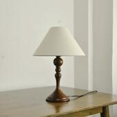 创意民宿实木装 中古台灯侘寂风个性 饰床头灯 美式 新款