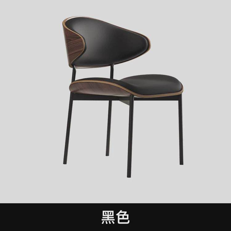 意式餐椅家用现代简约轻奢餐桌椅子实木设计师款酒店接待洽谈凳子