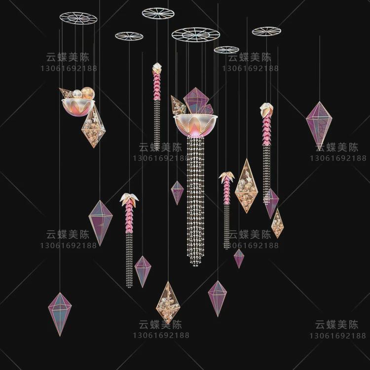 炫彩水晶锦鲤中庭吊挂装饰商场春天道具新年美陈网红山海经主题季