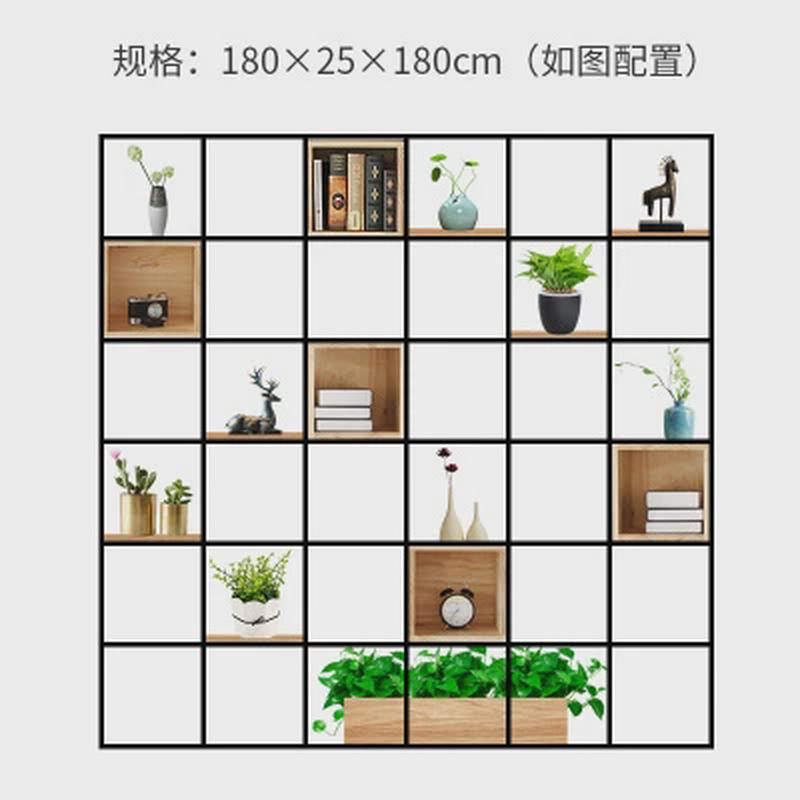 美式落地铁艺实木架子玄关展示架书架置物架现代简约屏风隔断客厅