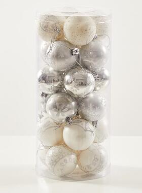 6cm白色圣诞彩绘球手绘球圣诞节装饰品挂件天花吊饰圣诞树装饰