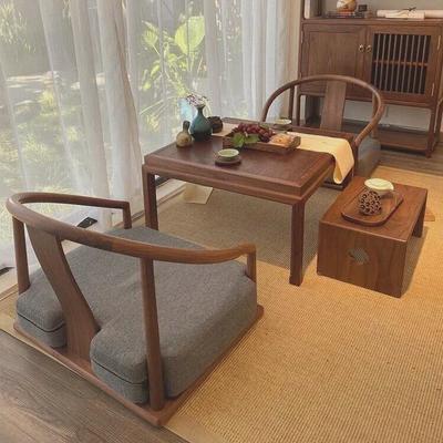榻榻米茶桌新中式白蜡木阳台飘窗茶台禅意休闲小型家用矮桌椅组合
