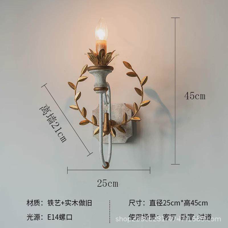 华诗源创意美式乡村法式网红麦穗壁灯美式复古做旧木艺走廊过道灯