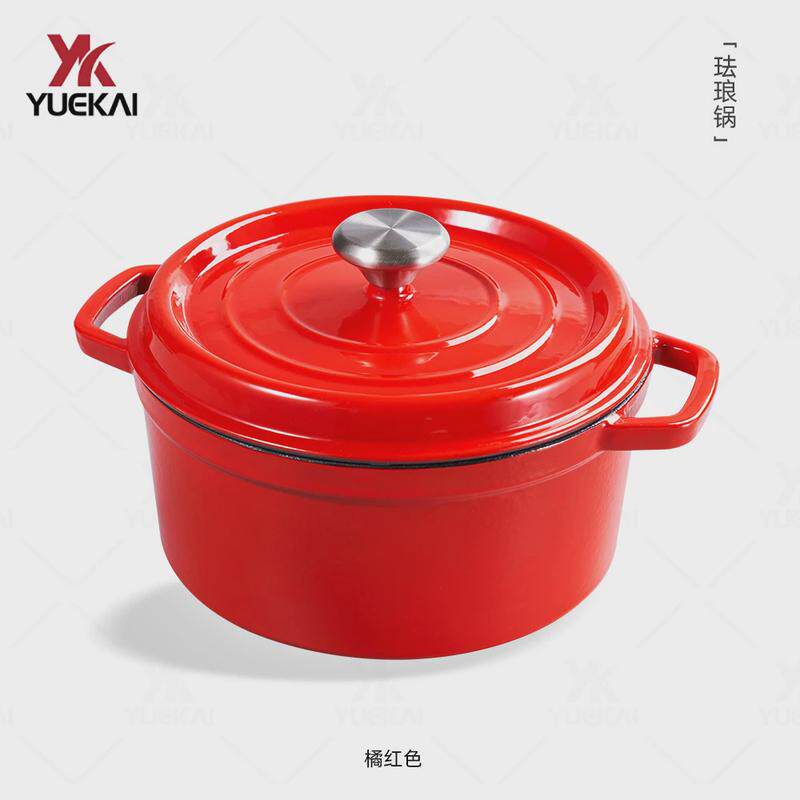 月凯22cm珐琅铸铁锅:家用多功能炖锅,经典焖烧,厂家直销!